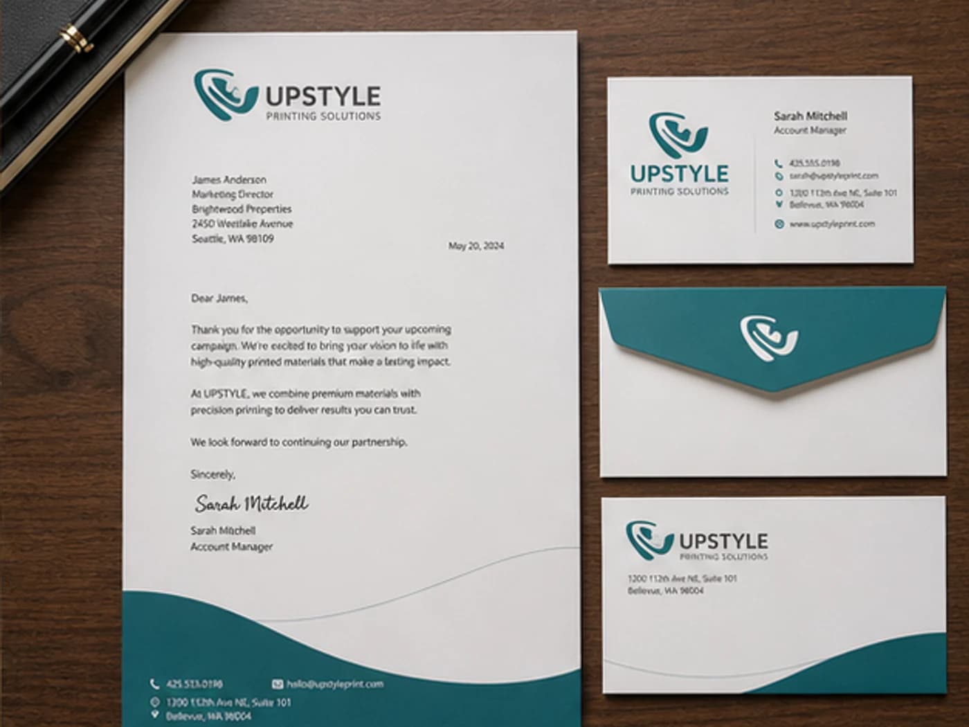 Letterhead 8.5" × 11" produced by UPSTYLE