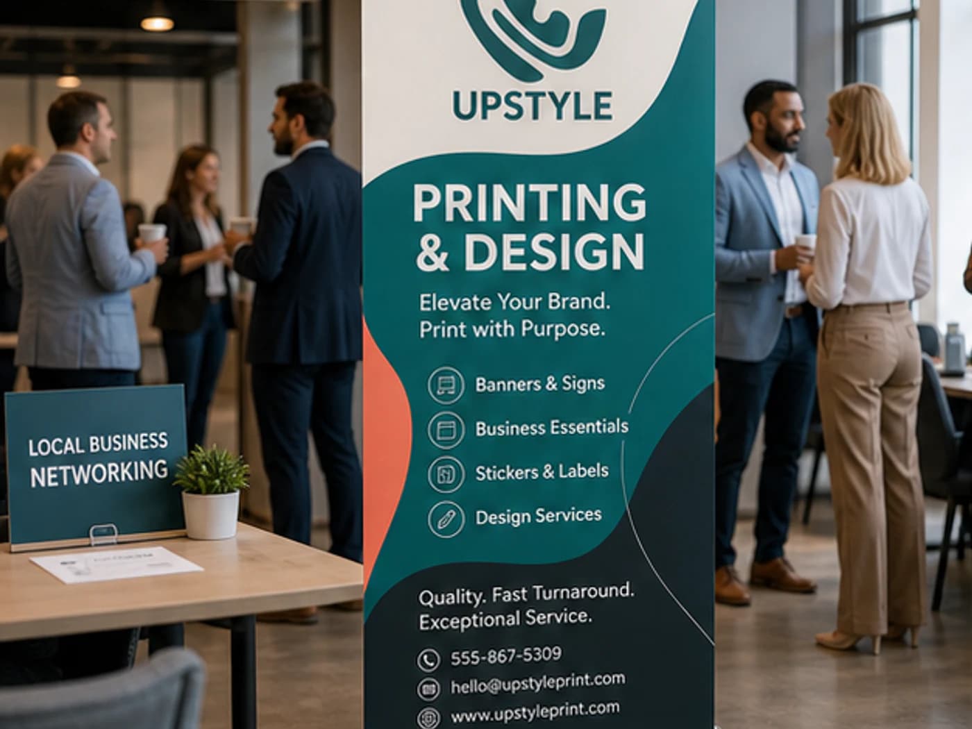 Storefront banner and printing installation by UPSTYLE.